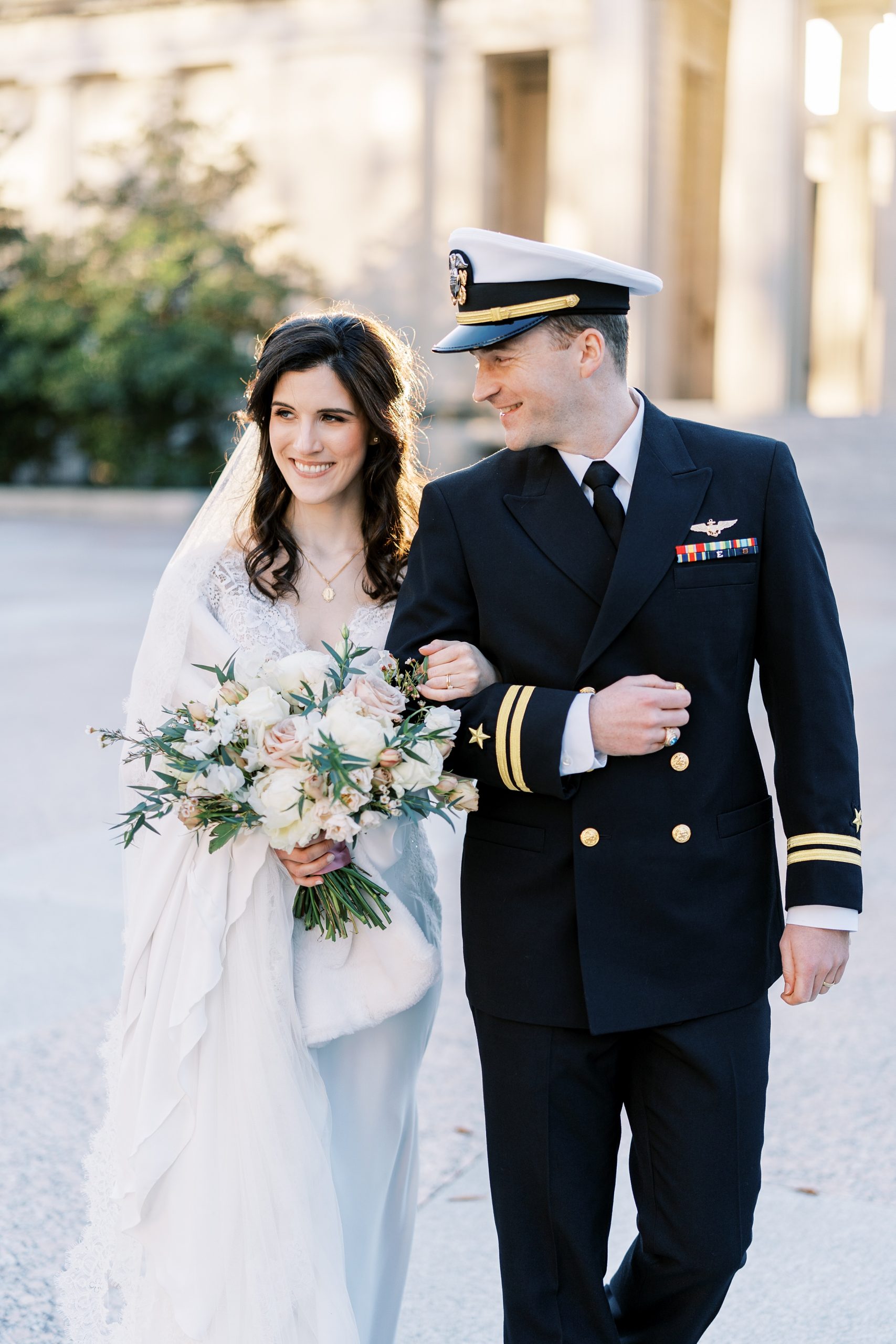 groom looks at bride during intimate Nashville wedding photos