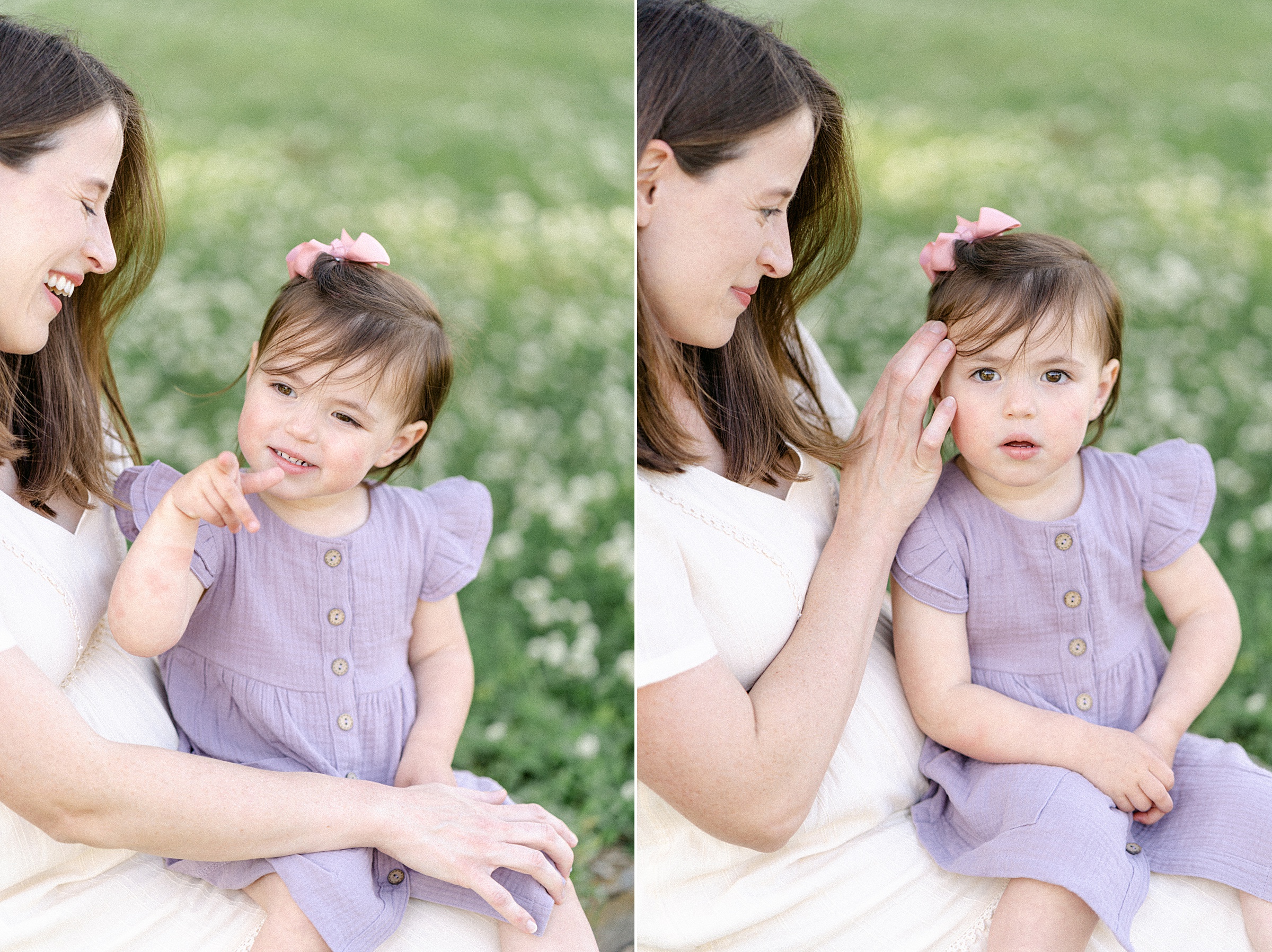 mom sits with daughter during Nashville family + maternity portraits