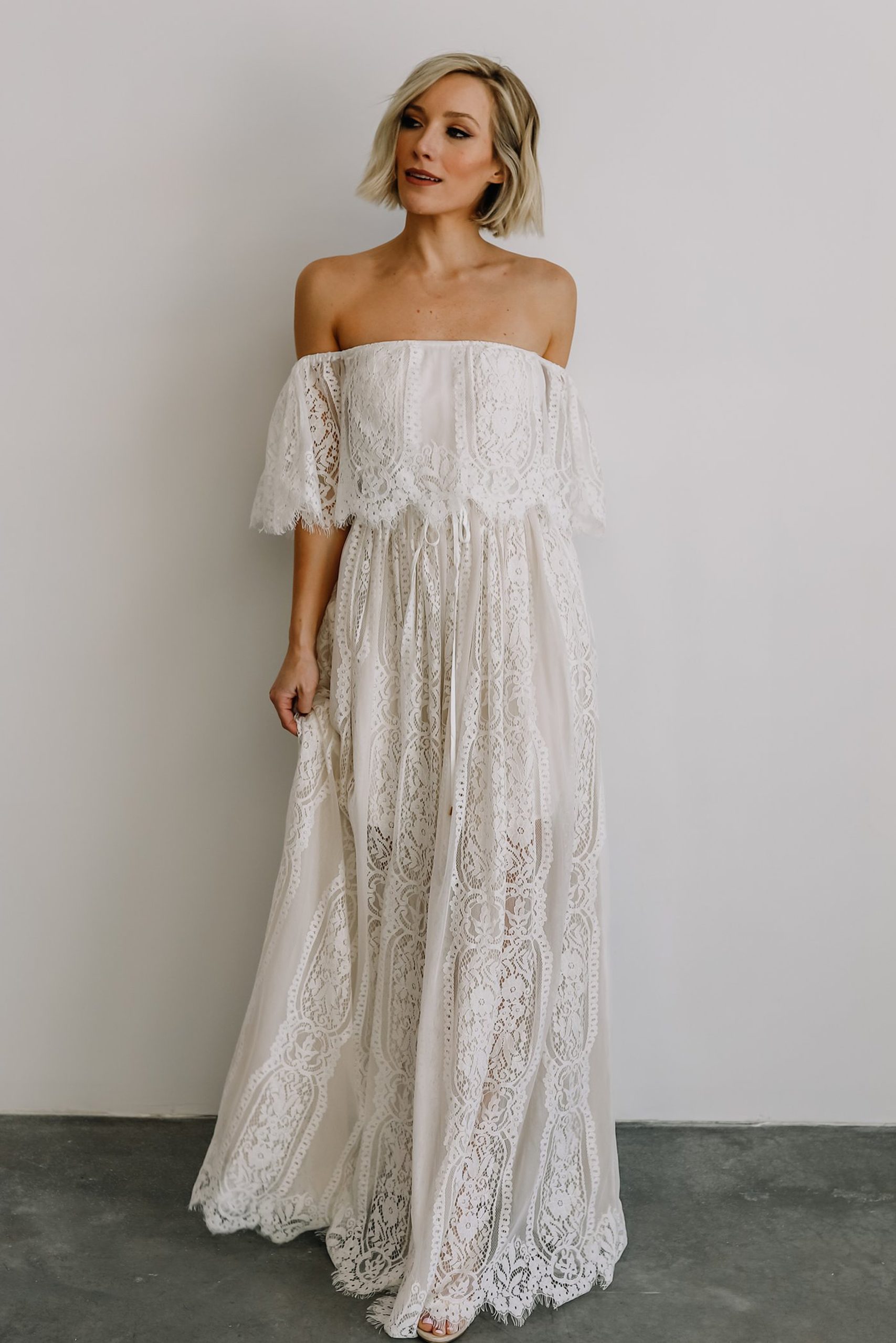 Fall dress options under $100 Caroline Lace Maxi Dress from Baltic Born